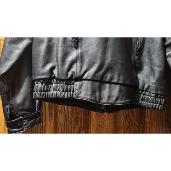 First Gear Women's Black Leather Biker Jacket Sz Lg Lot of Pockets Venting - Picture 9 of 14